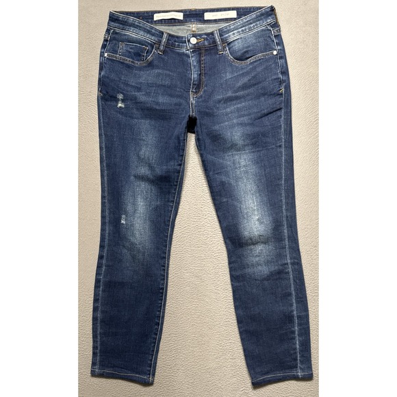 Anthropologie Denim - Pilcro Anthropologie Stet Jeans Womens Sz 30x27 Distressed Crop Faded Dark Denim